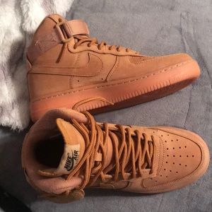 Nike high top air force ones tan